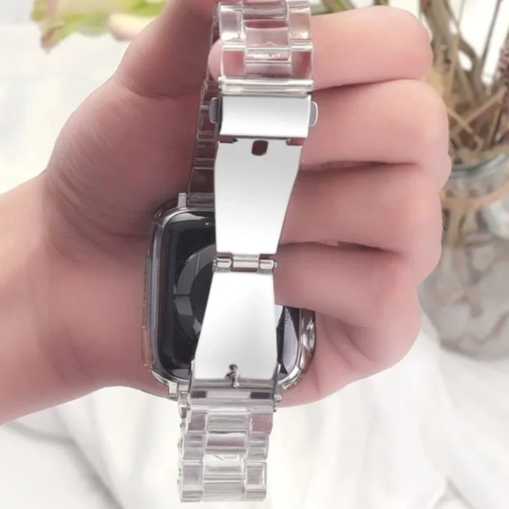 Clear Resin Apple Watch Band + Protective Shell